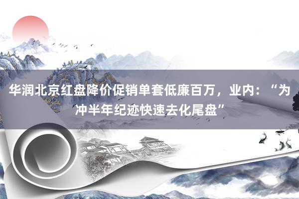 华润北京红盘降价促销单套低廉百万，业内：“为冲半年纪迹快速去化尾盘”