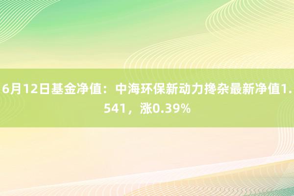 6月12日基金净值：中海环保新动力搀杂最新净值1.541，涨0.39%