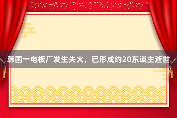 韩国一电板厂发生失火，已形成约20东谈主逝世