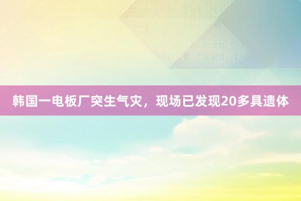 韩国一电板厂突生气灾，现场已发现20多具遗体