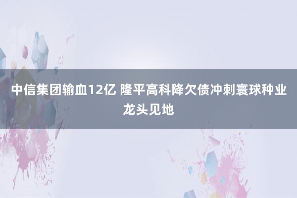 中信集团输血12亿 隆平高科降欠债冲刺寰球种业龙头见地