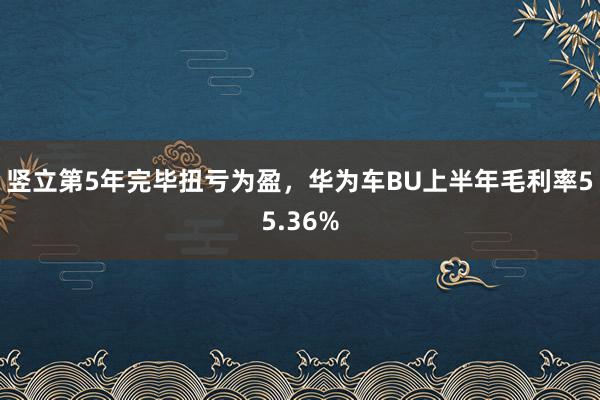 竖立第5年完毕扭亏为盈，华为车BU上半年毛利率55.36%